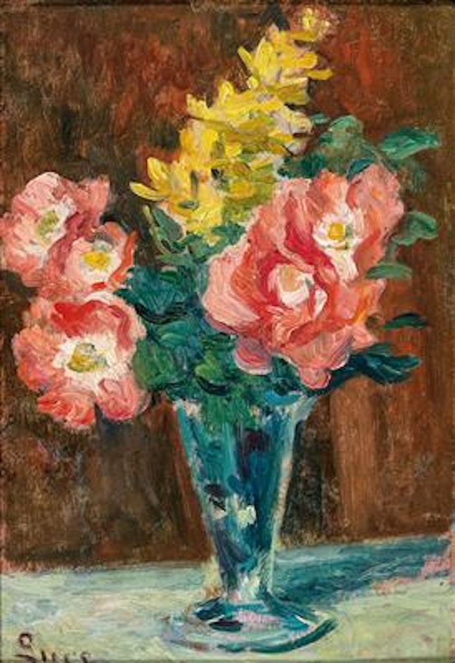 Vase with flowers by Maximilien Luce