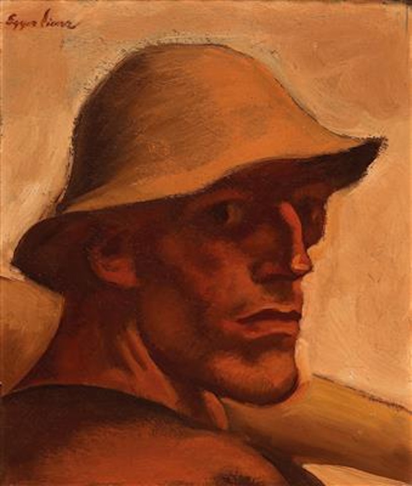 Kopf des zweiten Bauern aus dem Gemälde „Totentanz 1809“ / Head of the second farmer from the painting “Totentanz 1809” by Albin Egger-Lienz