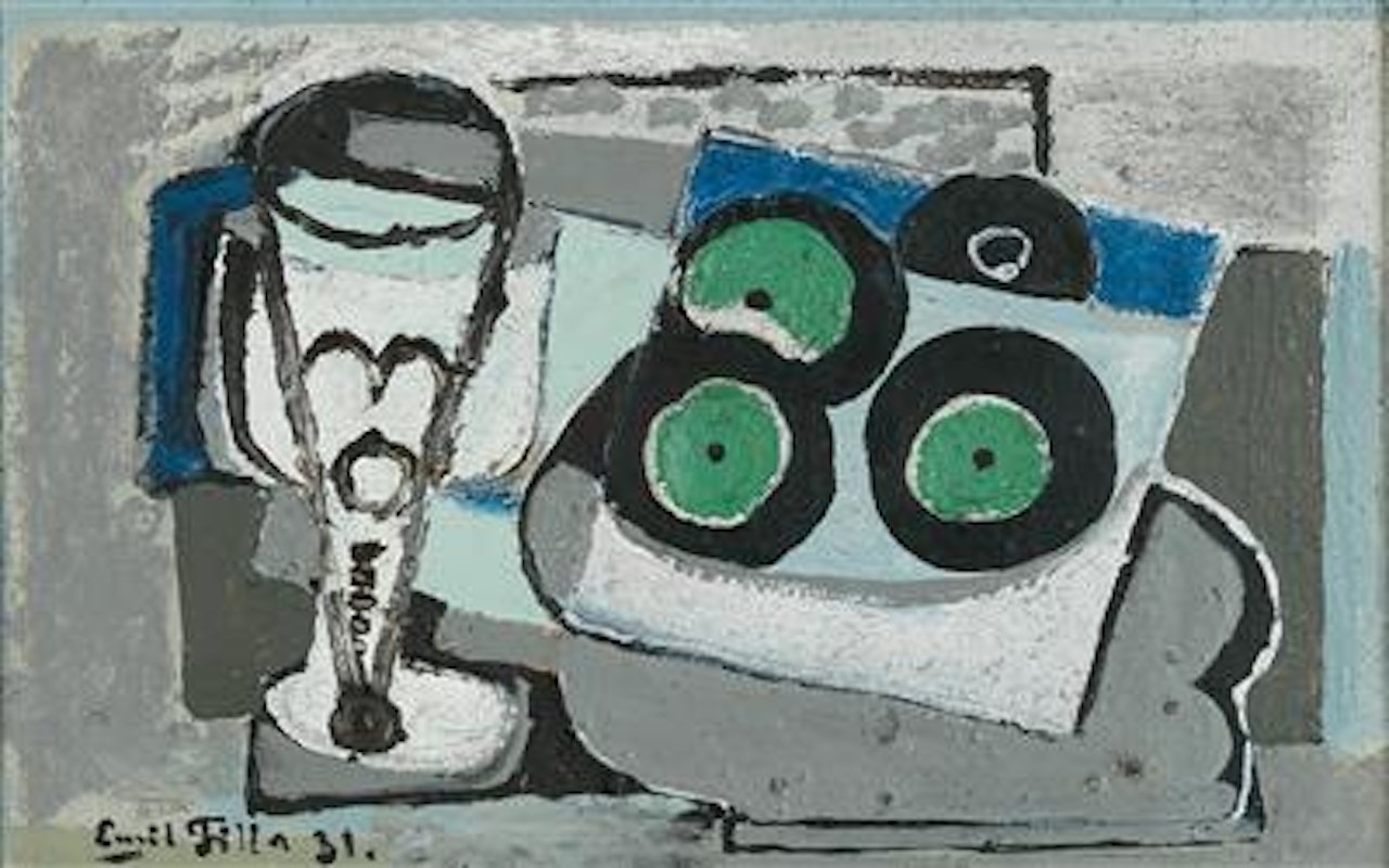Still life with vinyl records by Emil Filla