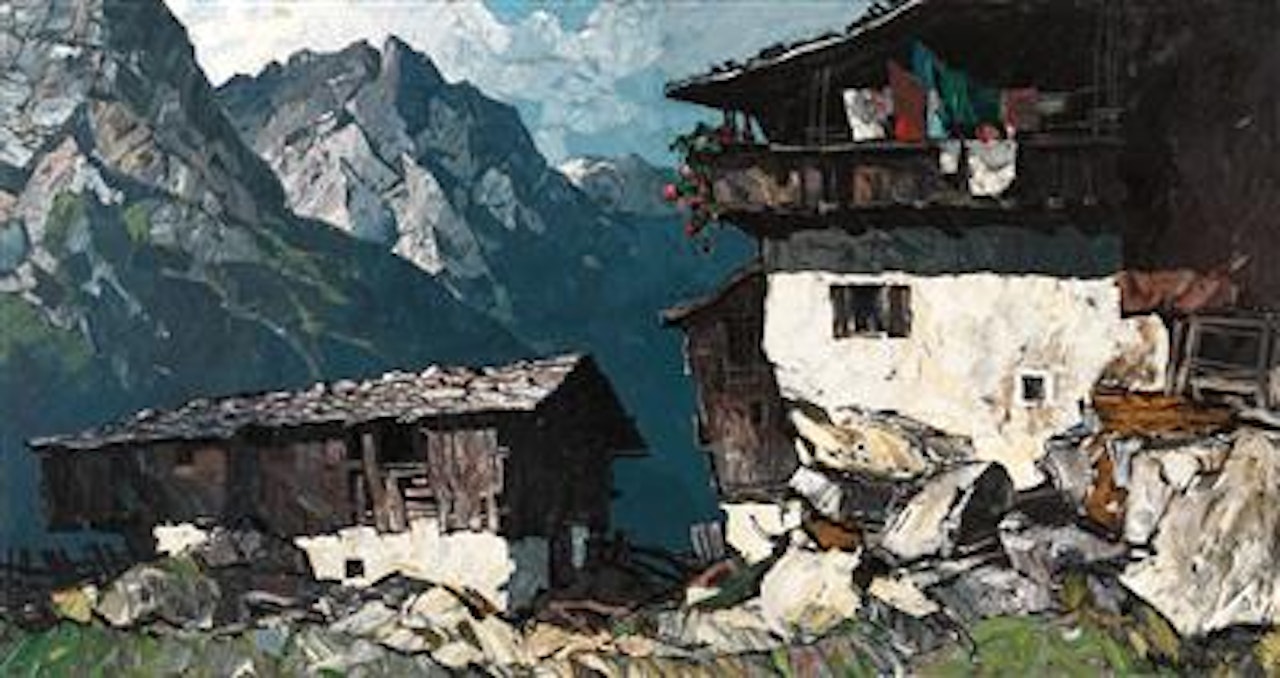 Bauernhof im Hochgebirge / Farmhouse in the high mountains by Oskar Mulley