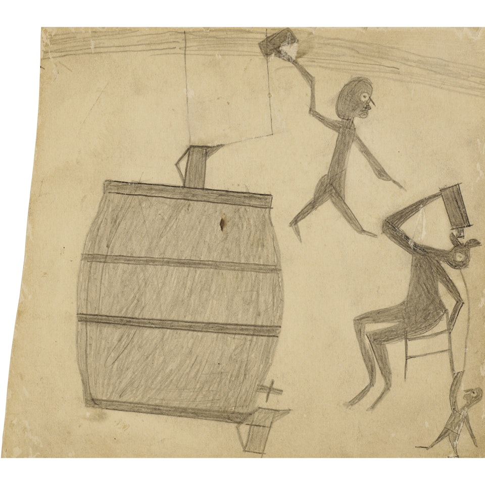Figures with Large Barrel by Bill Traylor