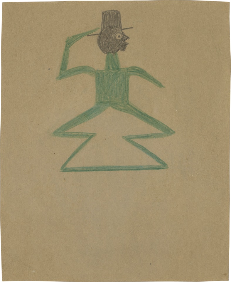 Green Man with Double Triangle Legs by Bill Traylor