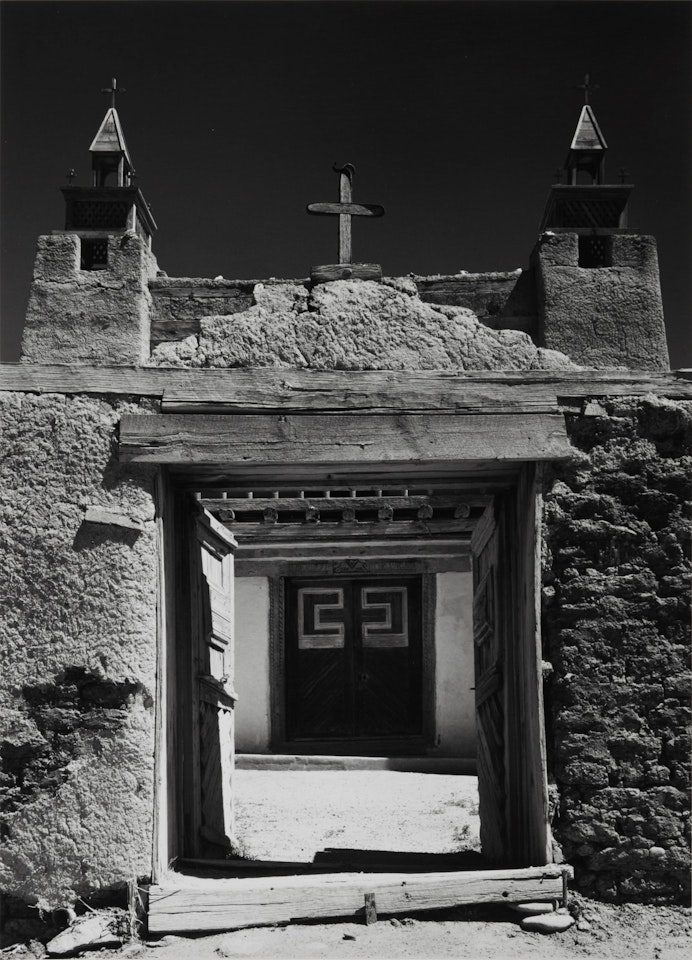 Gate And Towers, Las Trampas Church, New Mexico by Ansel Adams