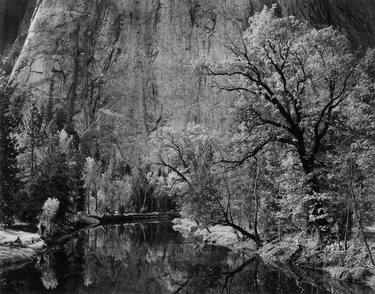 River, Cliffs, Autumn, Yosemite Valley, California by Ansel Adams
