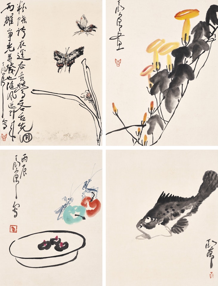 Morning Glories, Fish, Butterflies, and Praying Mantis by Ding Yanyong