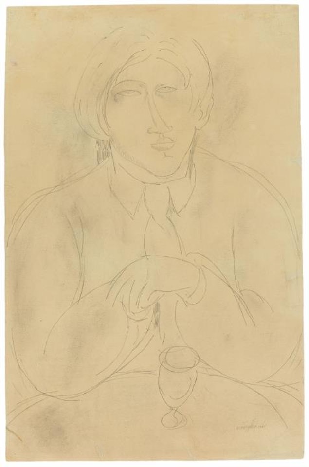 Chaïm Soutine assis à une table by Amedeo Modigliani