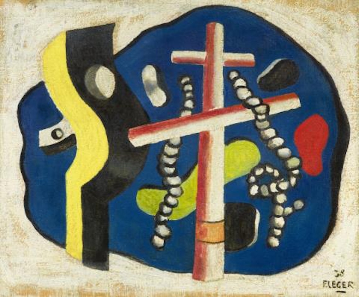 Two ropes on blue background by Fernand Leger
