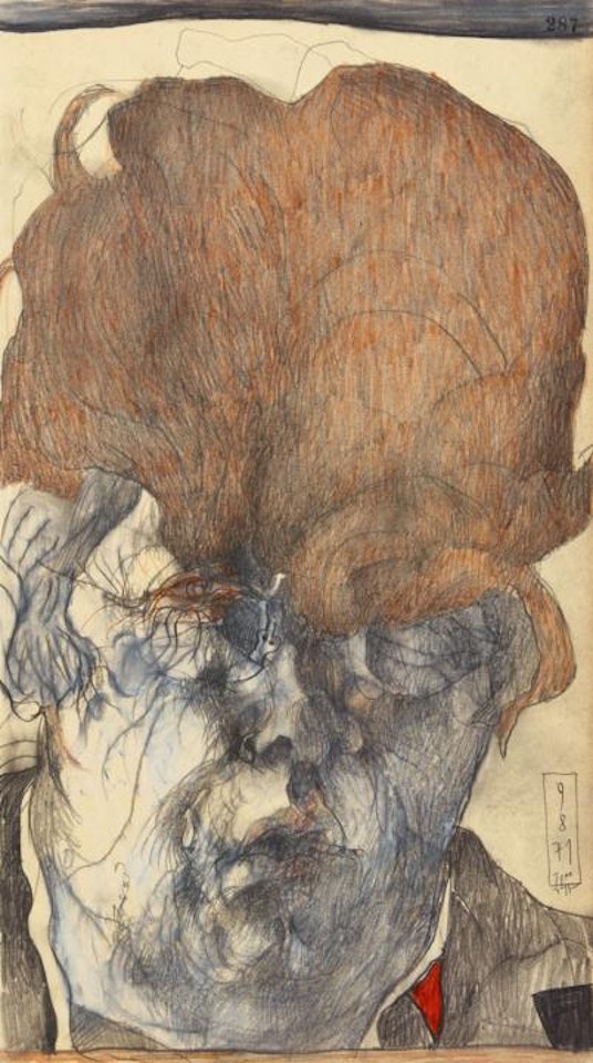 Untitled (Selbst mit Perücke) by Horst Janssen