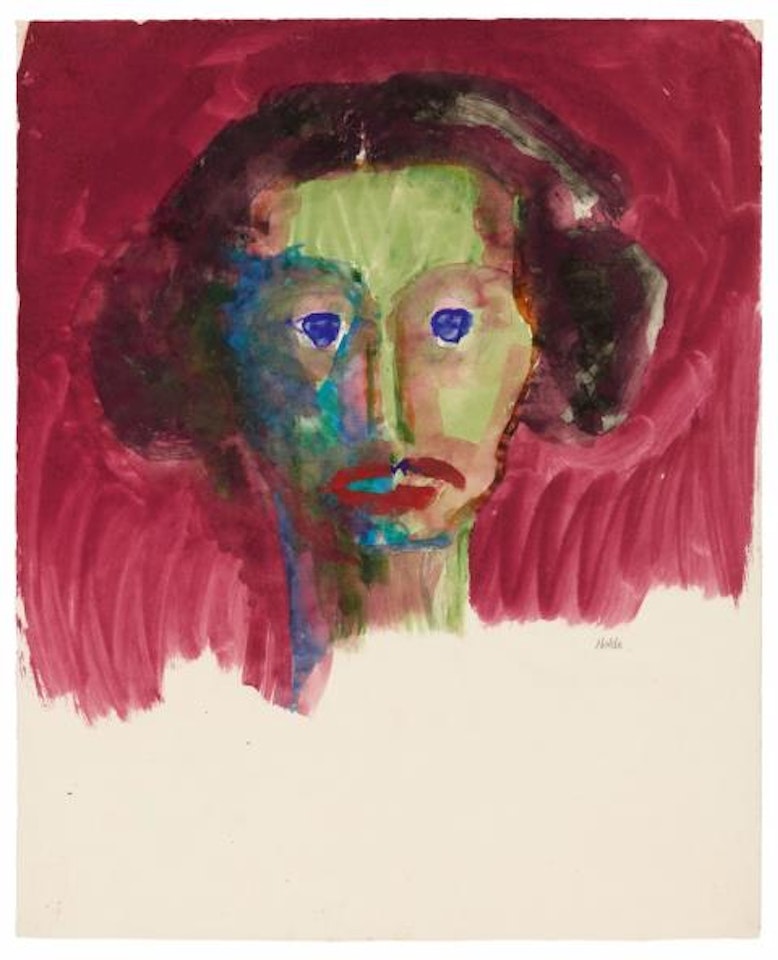 Portrait of a Woman (Green Face, en face) by Emil Nolde