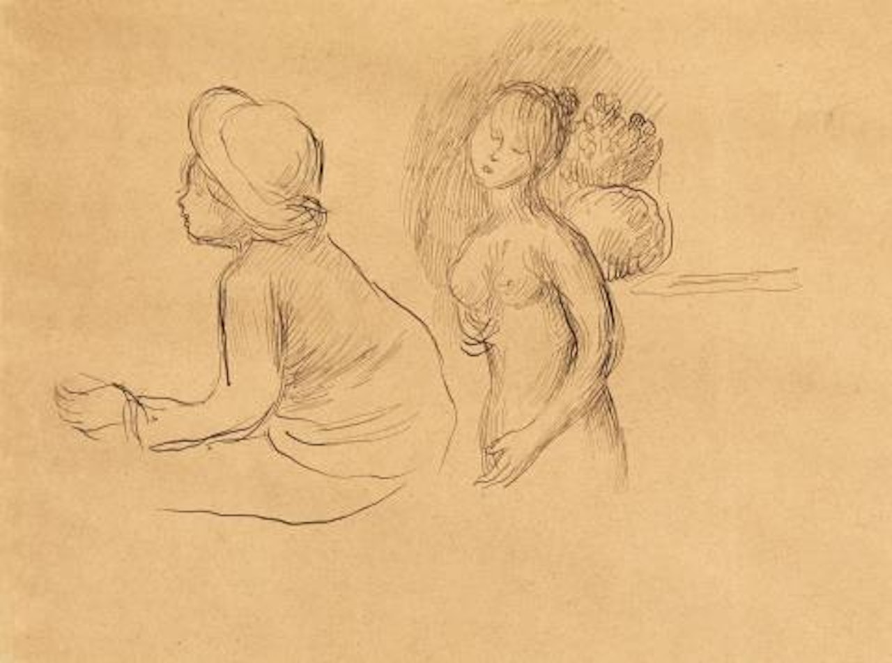 Étude de nu et enfant by Pierre-Auguste Renoir