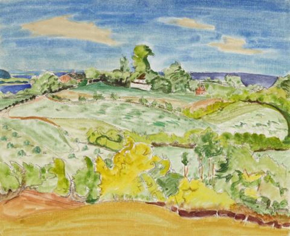 Landscape on the fjord by Erich Heckel