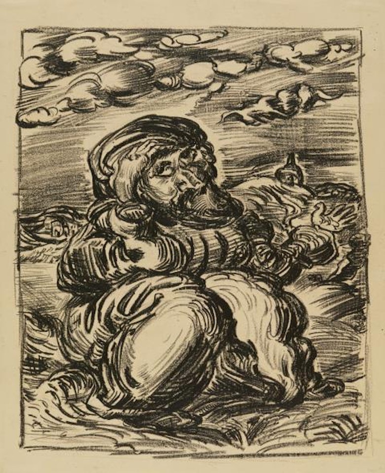 Untitled (Seated Figure in Landscape) by Ludwig Meidner