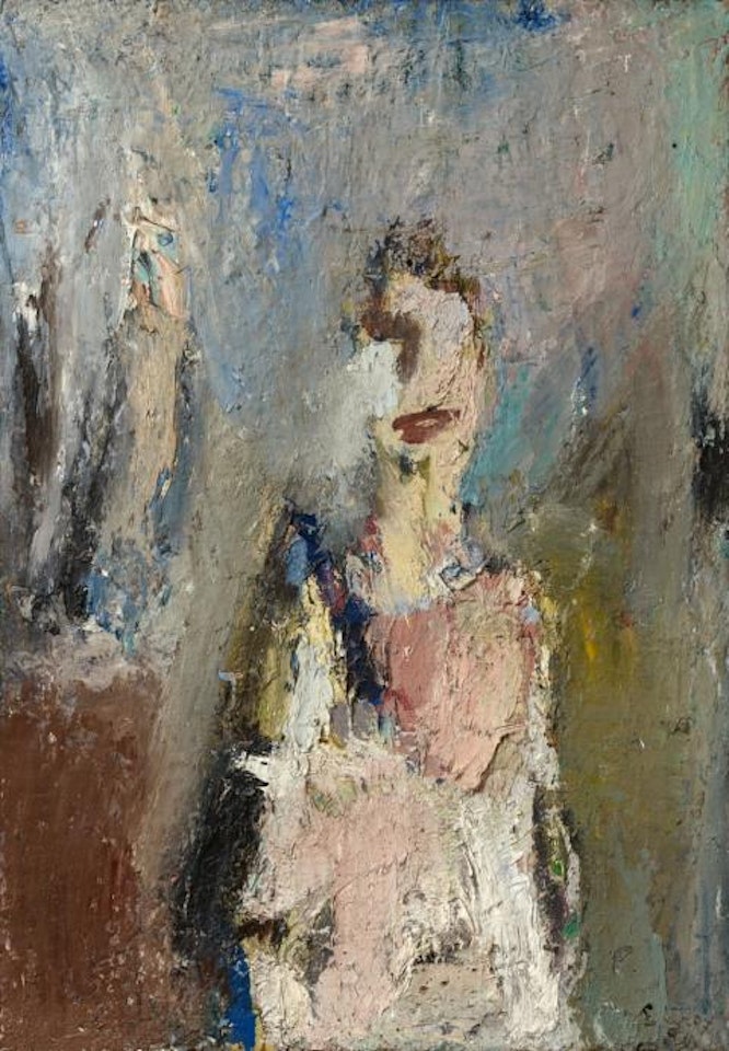 Pink/blue portrait by Eugène Leroy
