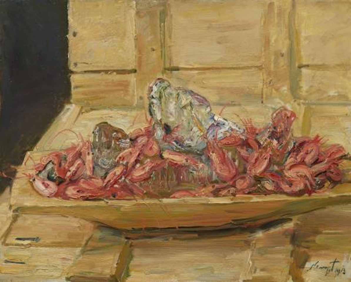 Shrimp on ice by Max Slevogt