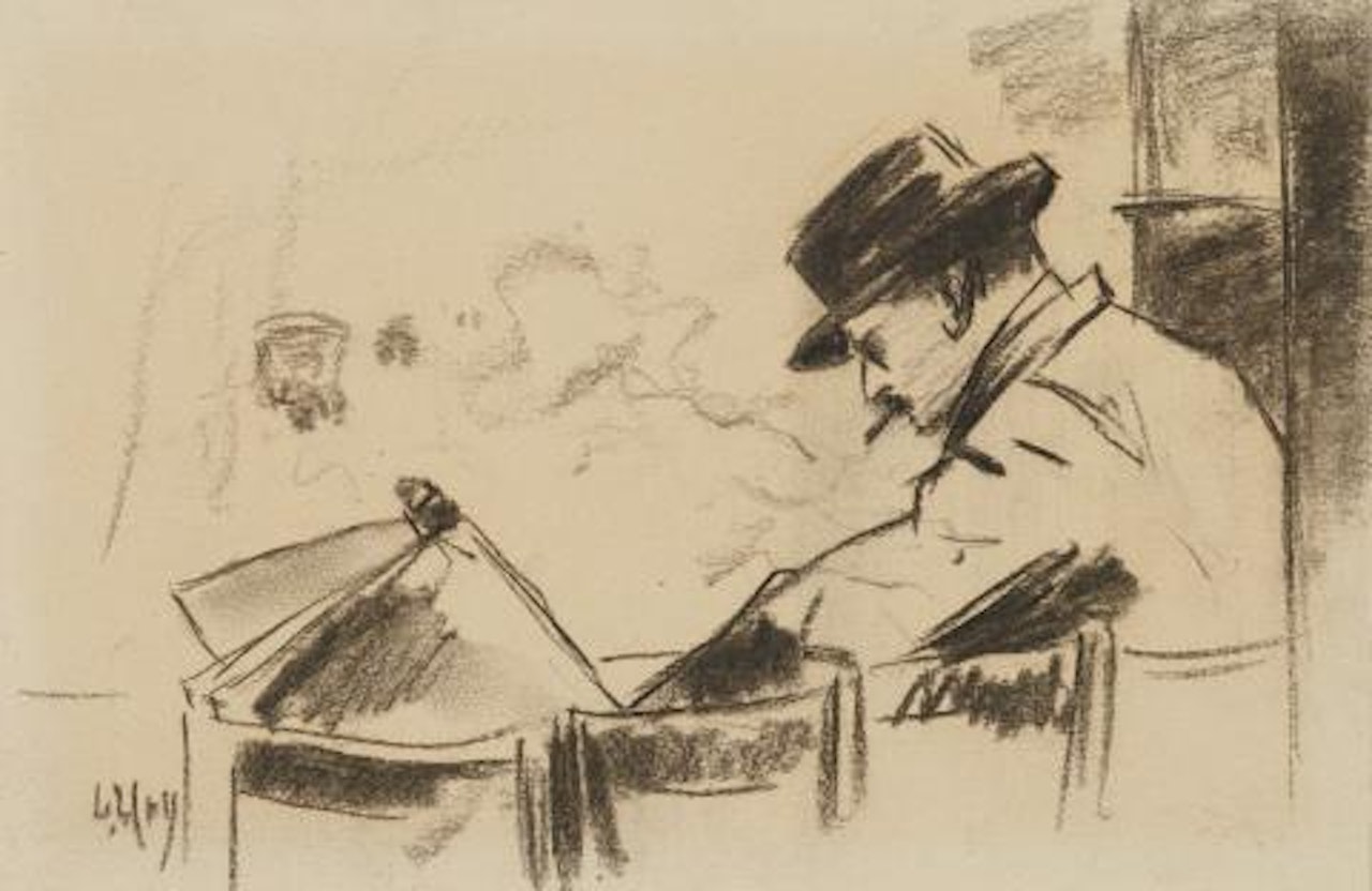coffeehouse scene by Lesser Ury