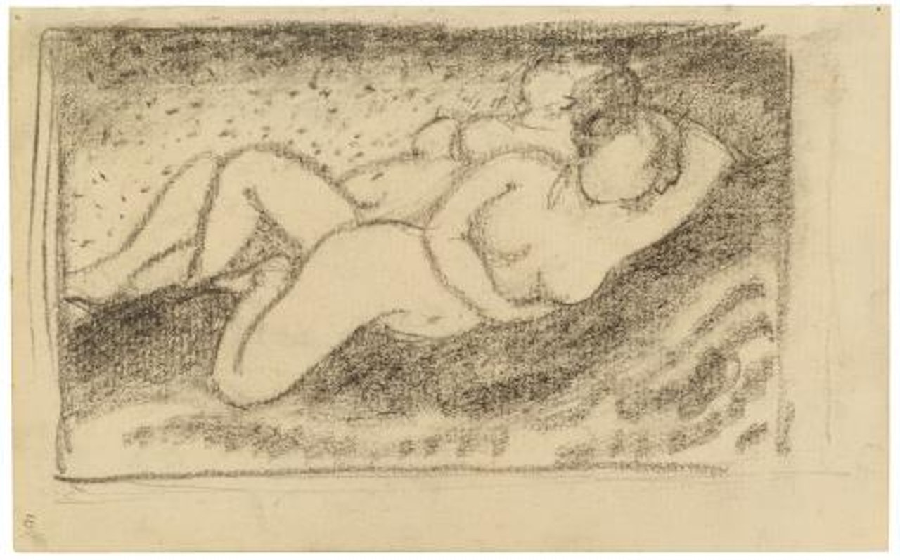 Two sleeping female nudes in a landscape, draft composition by Franz Marc