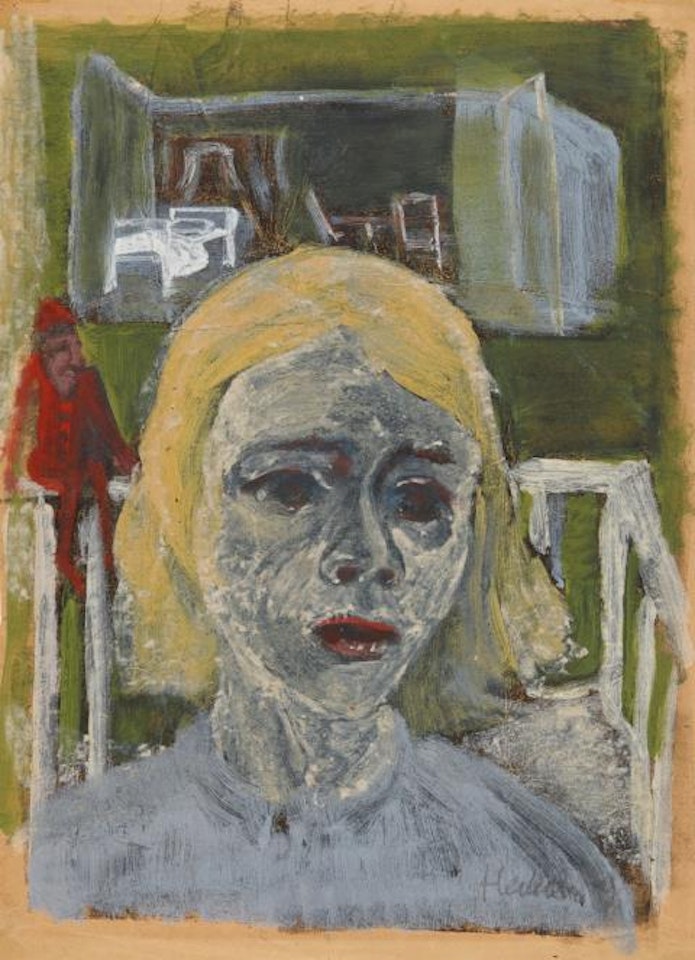 girl portrait. Verso: same motif reversed by Erich Heckel