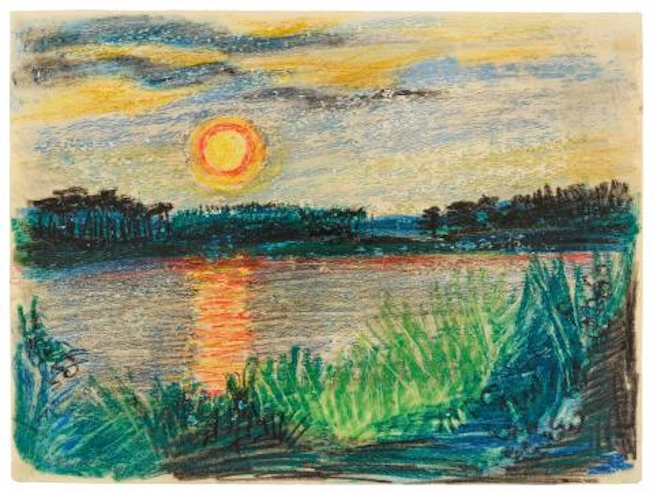 By the Lake (Sunset on Lake Koser) by Max Pechstein