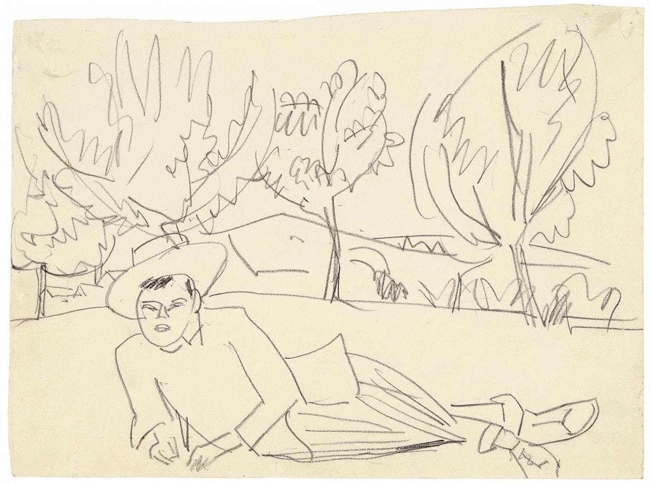Liegender junger Mann by Ernst Ludwig Kirchner