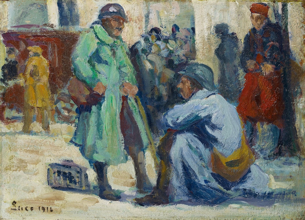 L"attente des soldats dans la rue by Maximilien Luce
