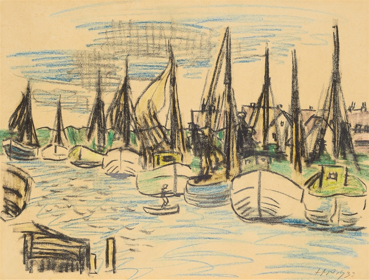 Fischerboote im Hafen by Max Pechstein