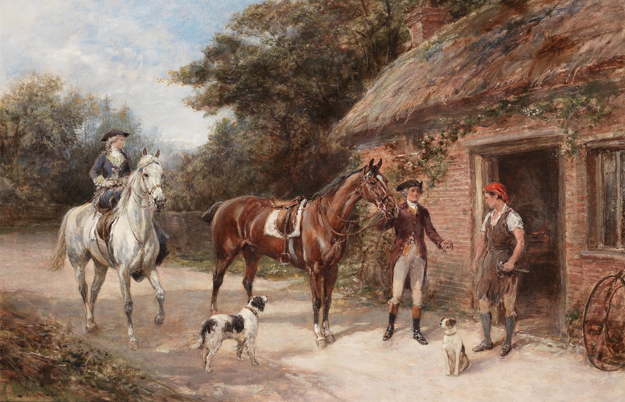 A visit to the blacksmith by Heywood Hardy