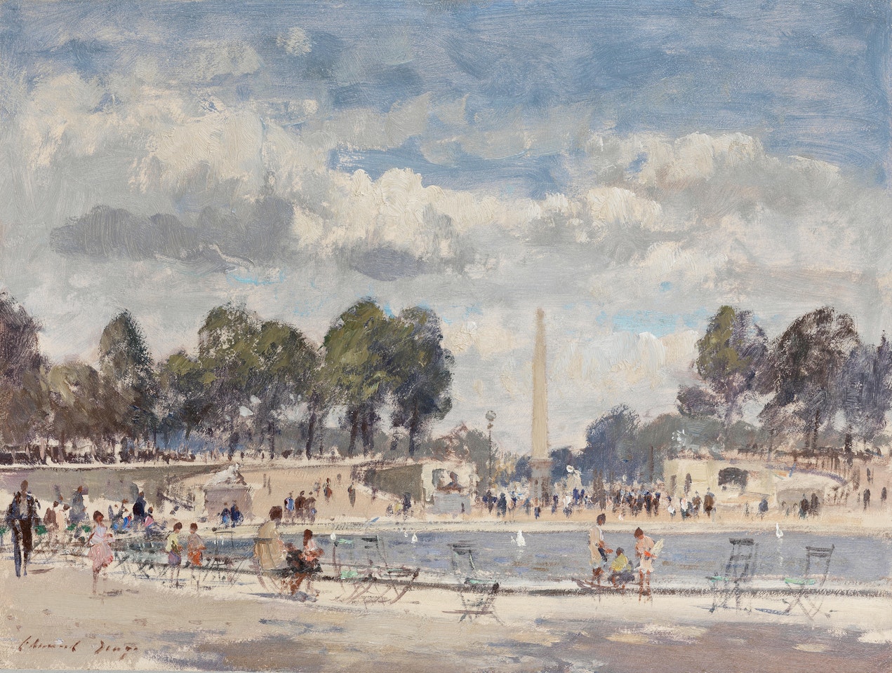 The Round Pond- Tuilleries Gardens by Edward Seago