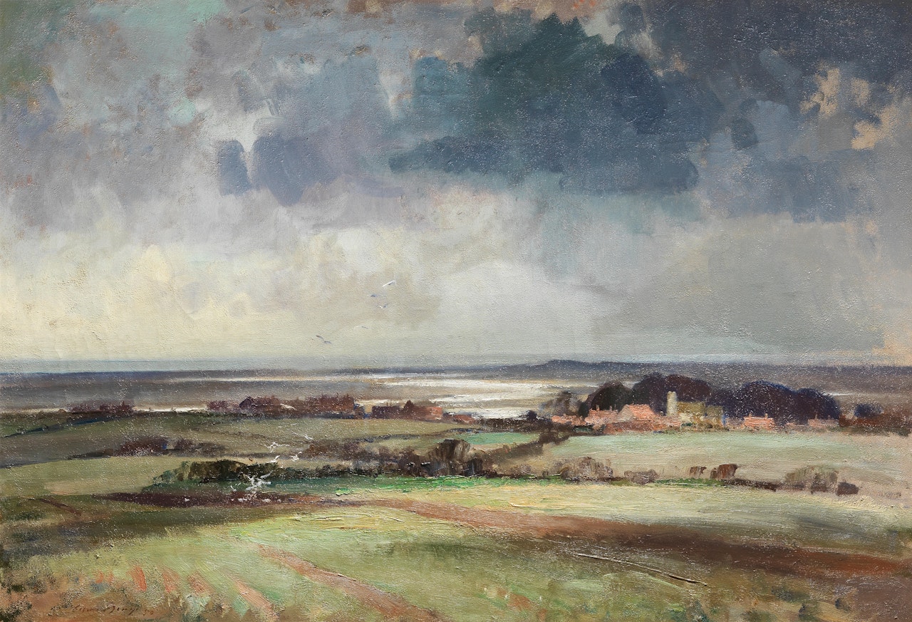 Landscape on the Norfolk coast by Edward Seago