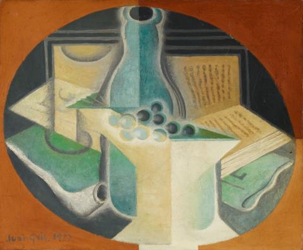  Grapes, carafe and book by Juan Gris