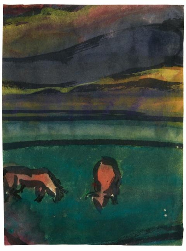 Two cows in the marsh by Emil Nolde