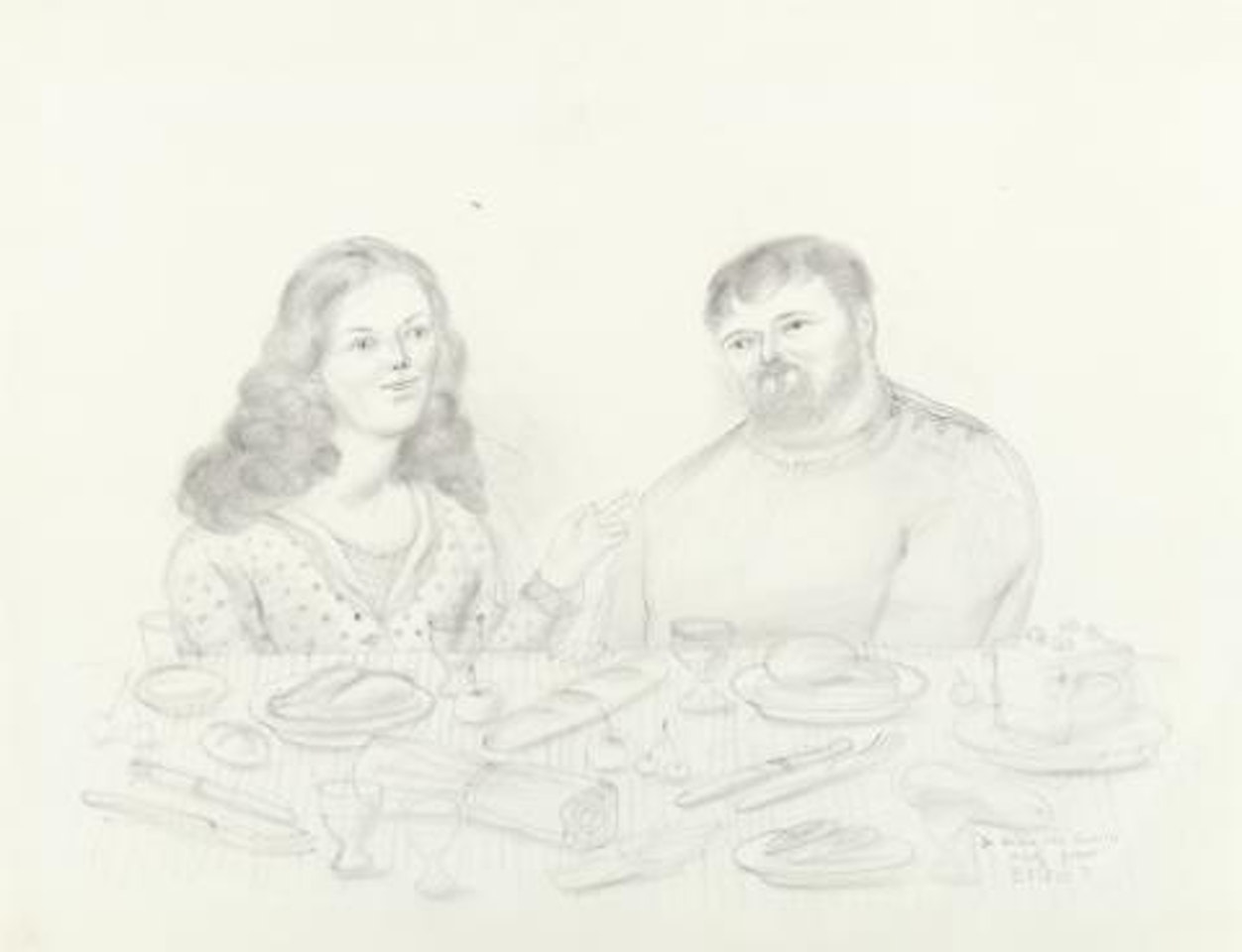 Dr. Wibke von Bonin and guest (Harald Szeemann) by Fernando Botero