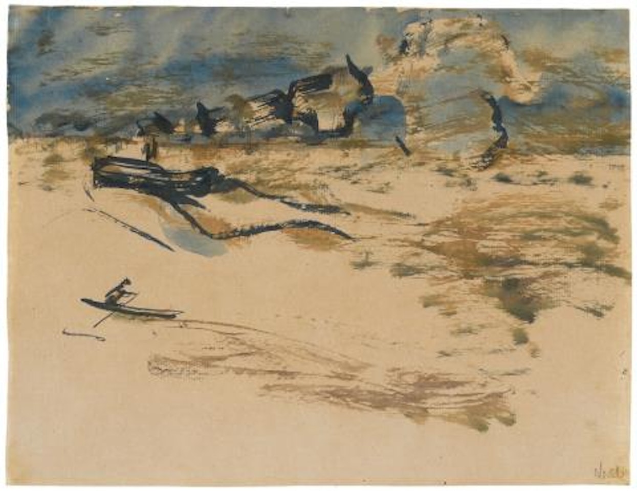 Dampfer auf einem Fluss by Emil Nolde