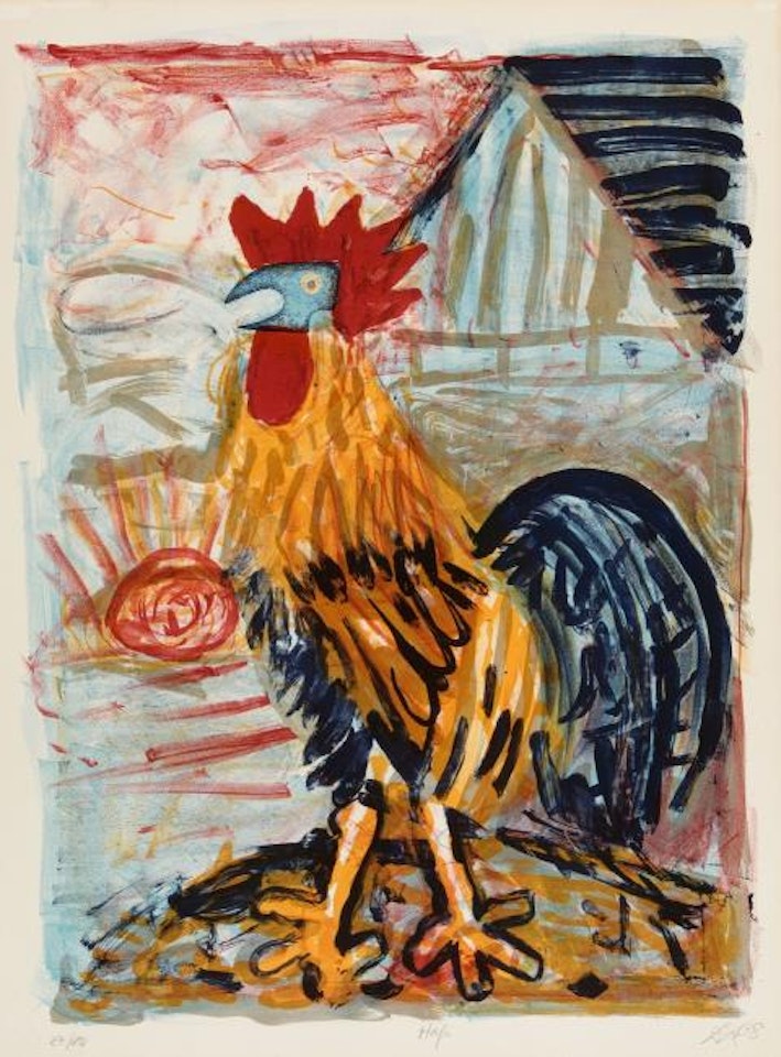 Rooster (in front of the barn) by Otto Dix