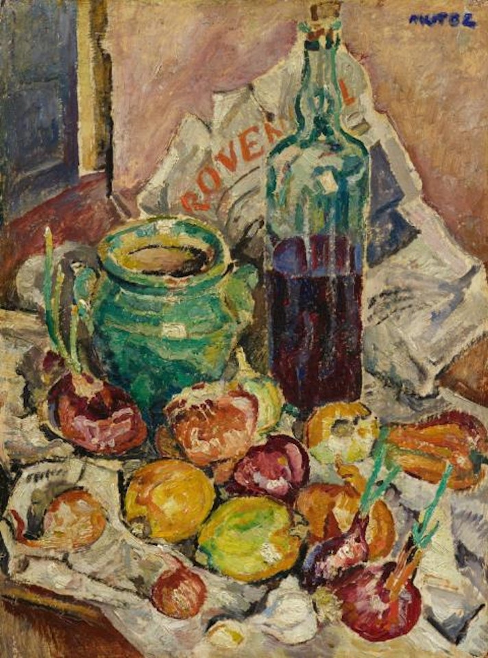 Still life with bottle by Mela Muter