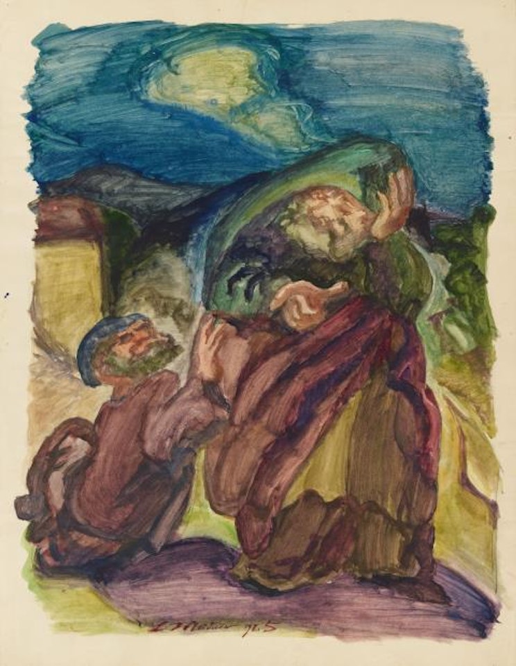  Untitled (Two Figures in Landscape) by Ludwig Meidner