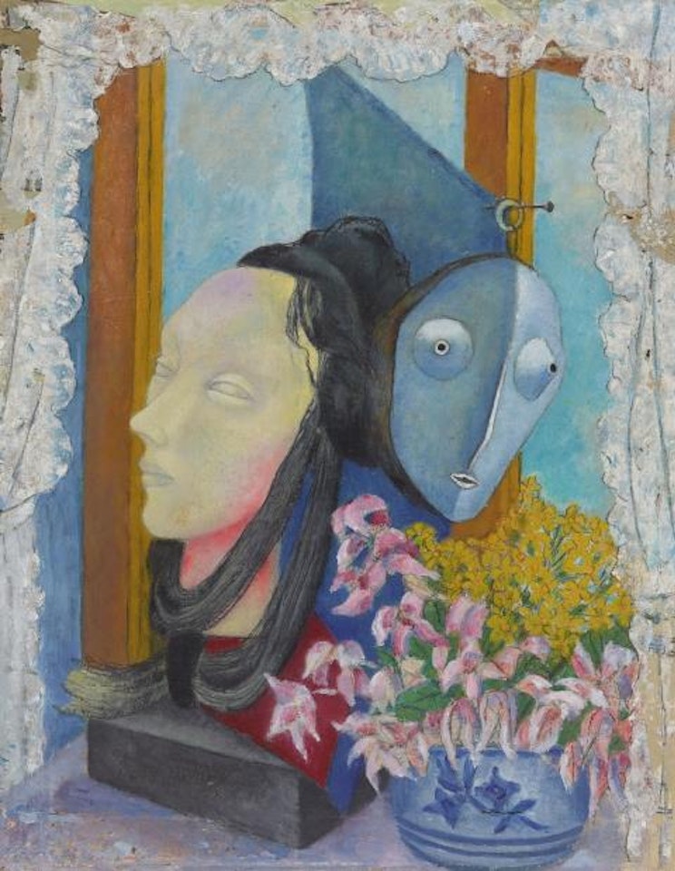Still Life with Masks in a Window by Marie Vassilieff
