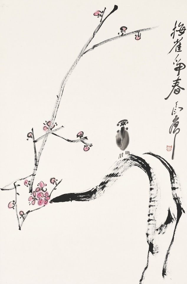 Plum Blossoms and Sparrow by Ding Yanyong