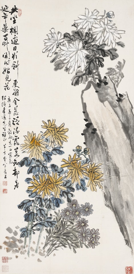 Chrysanthemums and Rock by Chen Banding