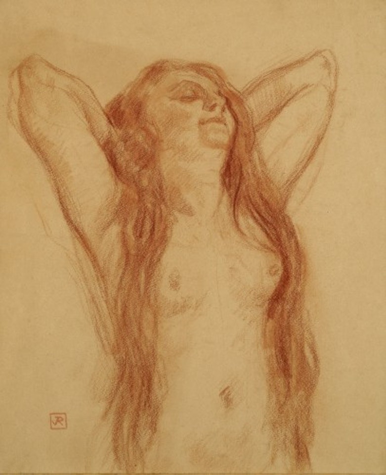 La rousse (VI), mains jointes derrière la tête by Theo van Rysselberghe
