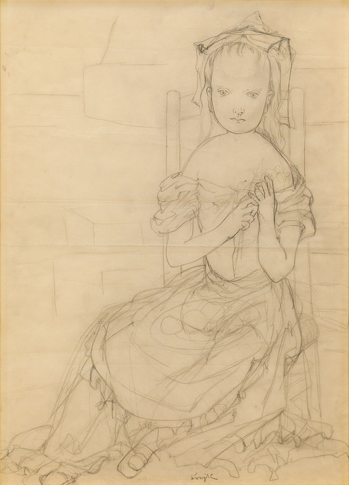 Petite fille épluchant, des pommes de terre  by Leonard Tsuguharu Foujita