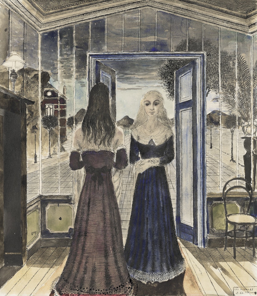 Étude pour le tableau 'Les Rivales' by Paul Delvaux