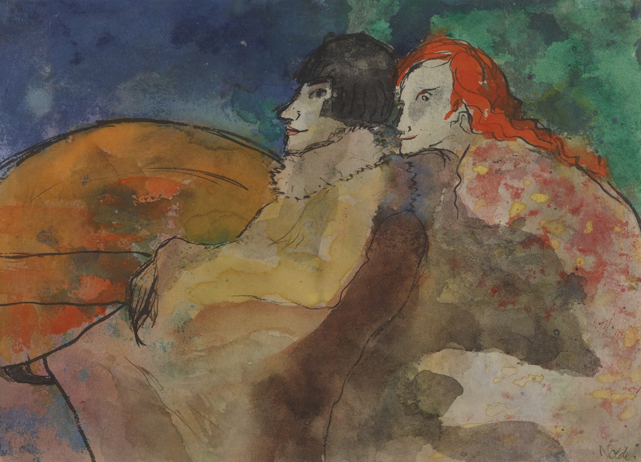 Figürliche Szene mit zwei Frauen (Phantasien) by Emil Nolde
