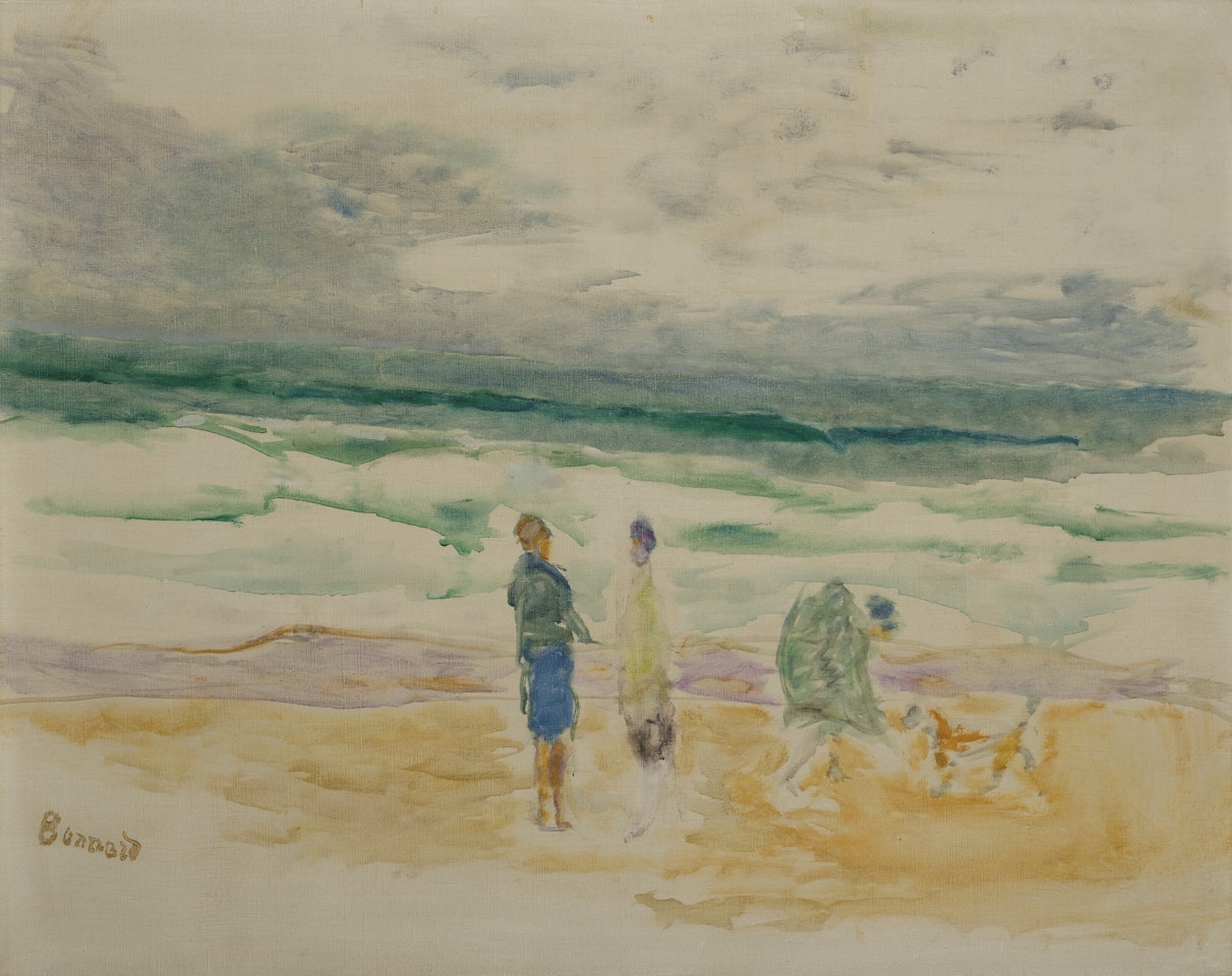 La plage. Trois personnages et un chien by Pierre Bonnard