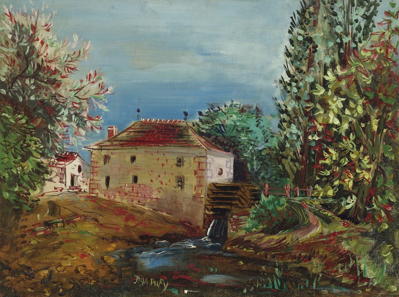 Vue arrière du moulin à aubes de la Roche Berland (Commune de Bossay-sur-Claise) by Jean Dufy