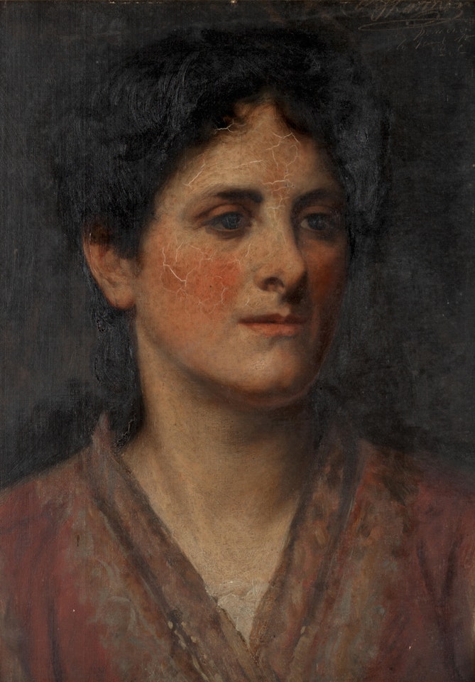 Portraits of an elderly woman and man, a pair the first incised with signature and indistinct inscription (upper right) by James Jebusa Shannon