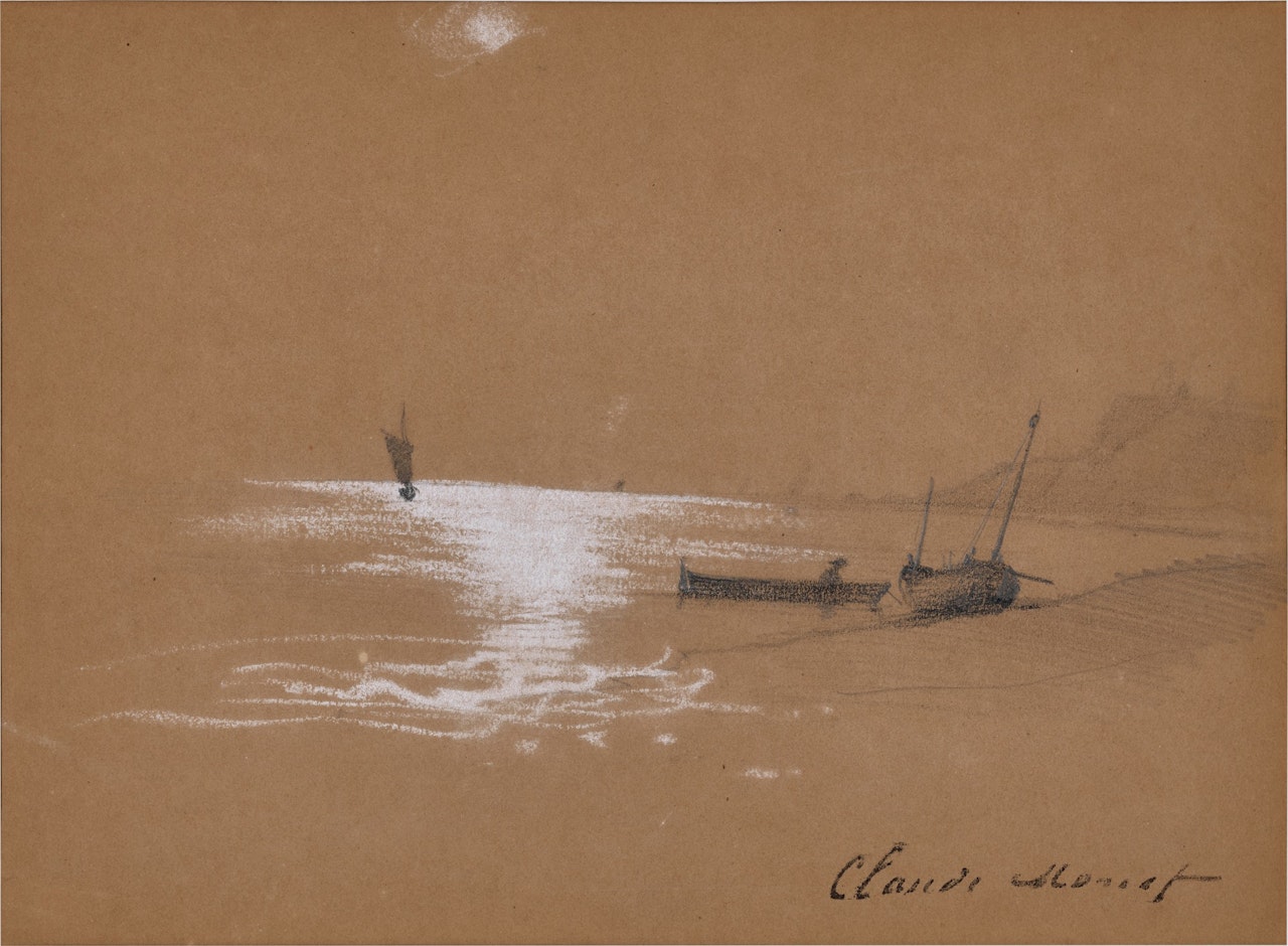 Marine, plage de Sainte-Adresse - recto; Etude d'une maison - verso by Claude Monet