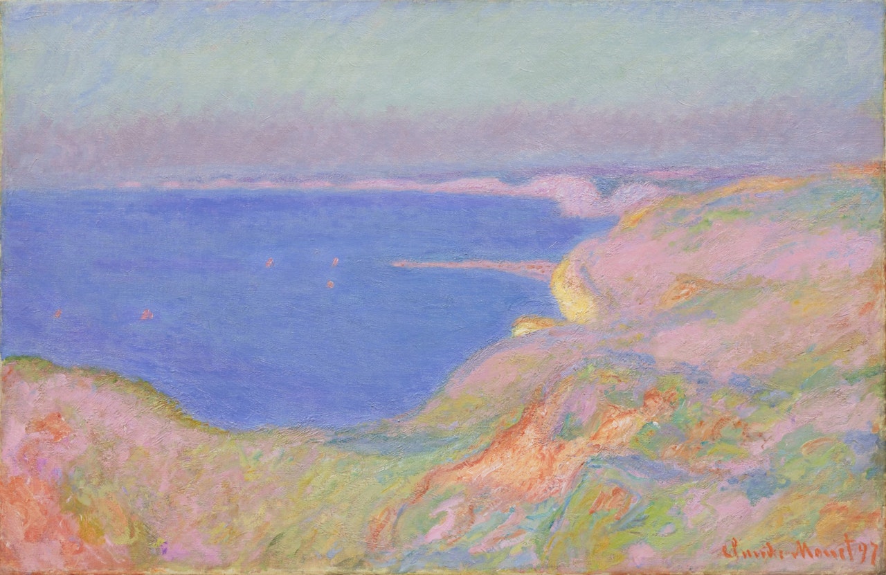 Sur la Falaise près de Dieppe, soleil couchant by Claude Monet