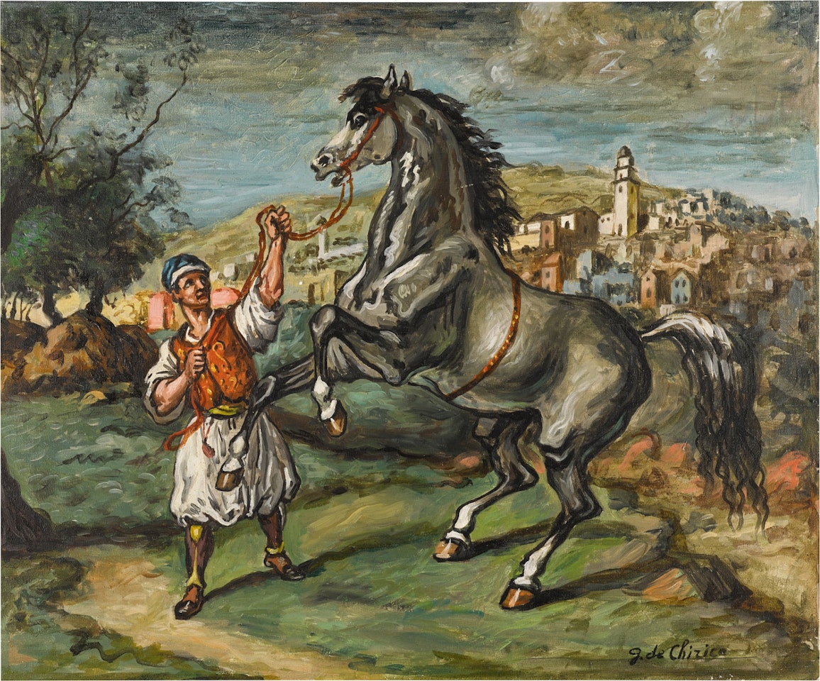 Cavallo con palafreniere orientale (Horse with Asian Groom) by Giorgio de Chirico