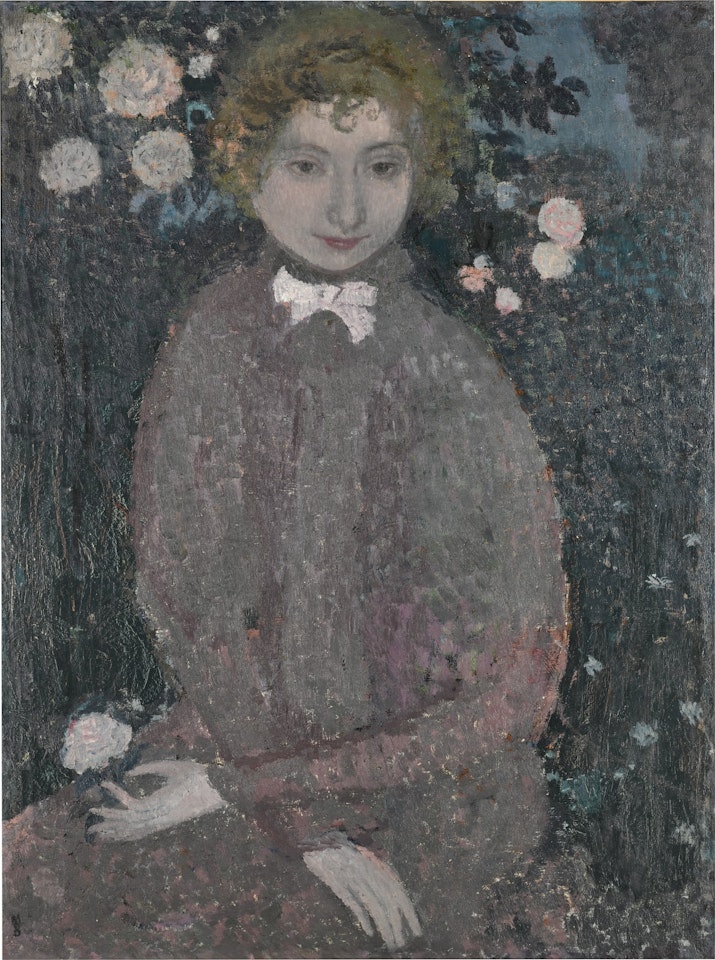 Portrait d’Yvonne Lerolle assise, tenant une rose by Maurice Denis