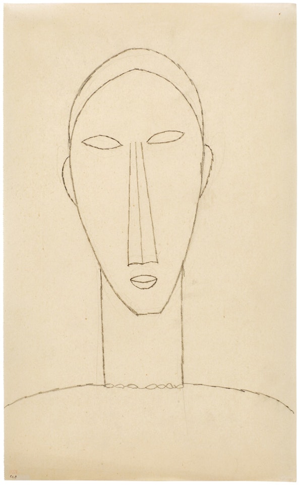 Tête de face avec collier by Amedeo Modigliani